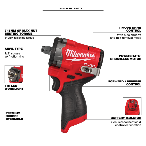 M12 鋰電無碳刷衝擊扳手 美沃奇,Milwaukee,台灣總代理,公司貨,鋰電動工具,M12,12V,M18,18V鋰電,電動扳手,赫杰國際