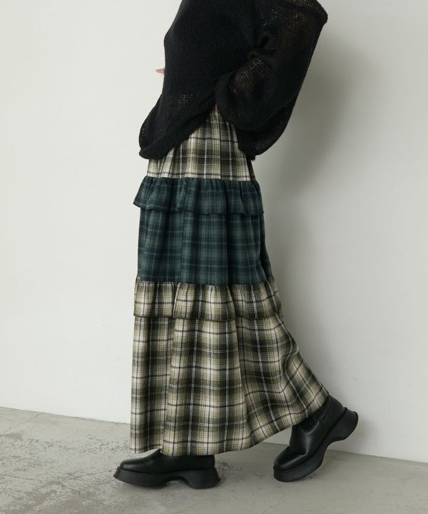 法蘭絨格紋蛋糕裙 