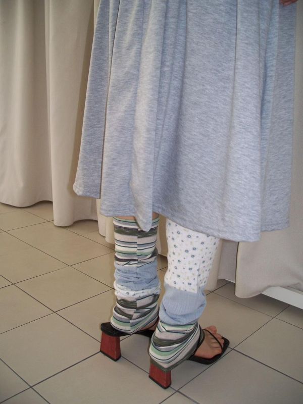 條紋小花撞色 2WAY 襪套 