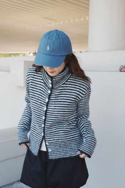 條紋Q彈針織外套 