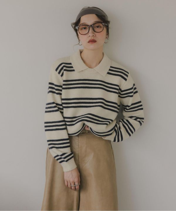 條紋小領毛衣 