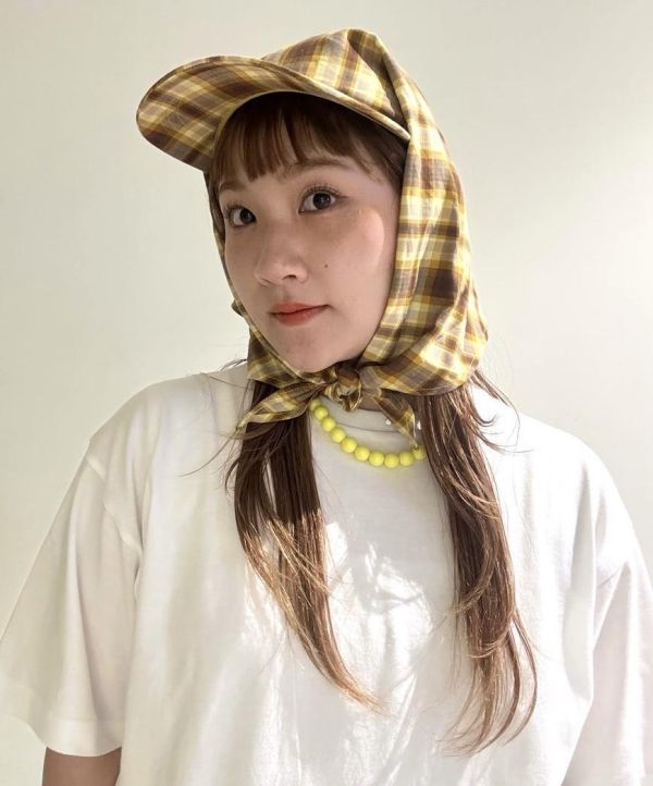CITEN 格紋絲巾帽 