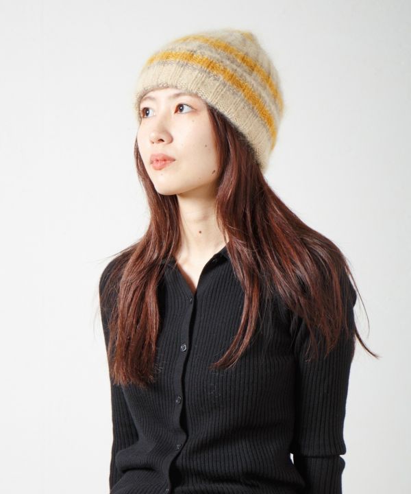 馬海毛條紋針織毛帽 Mohair Border Knit Cap 