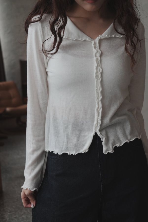 QQ捲邊彈性上衣 