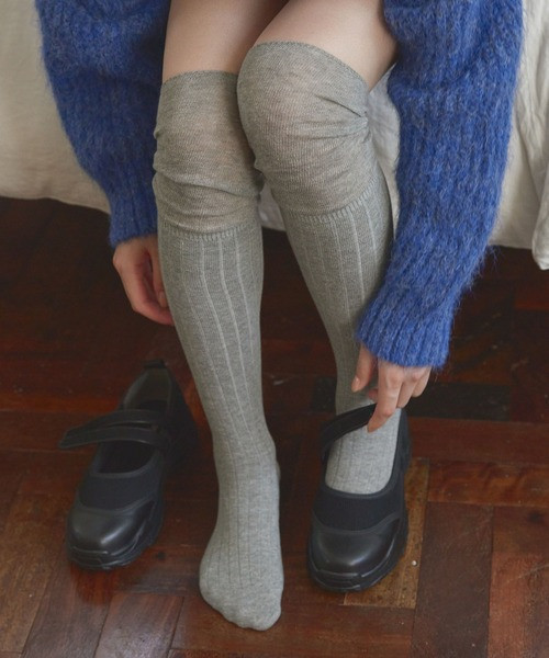 羅紋膝上襪 
