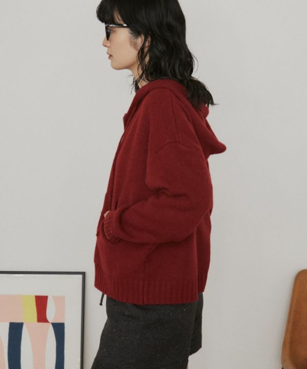 雙拉鍊針織連帽外套 