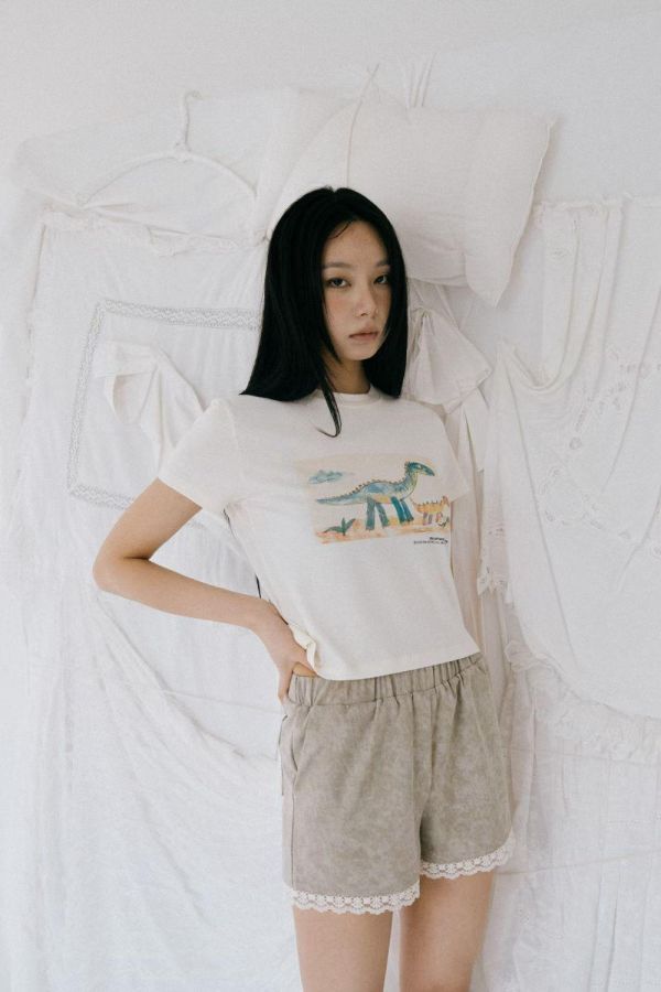 手繪插圖短版上衣 