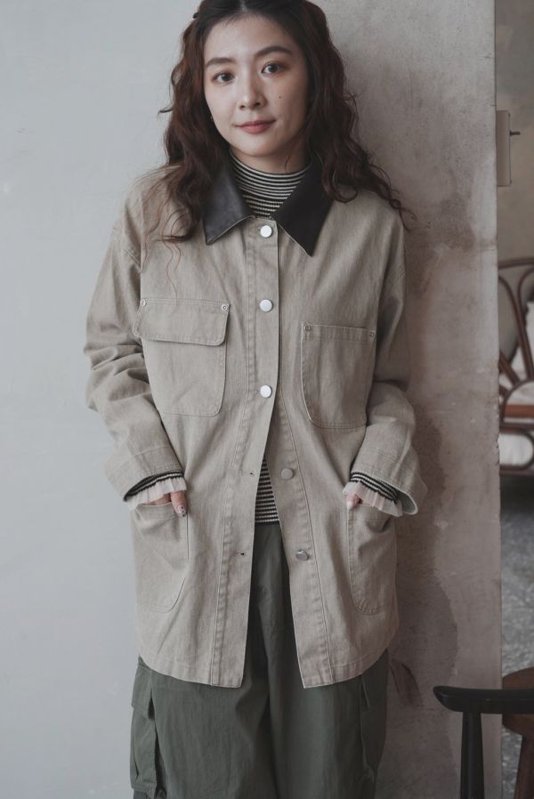 Barn Jacket 皮革翻領牛仔夾克 