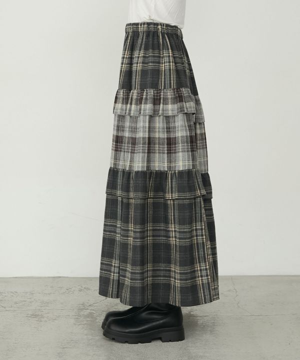 法蘭絨格紋蛋糕裙 