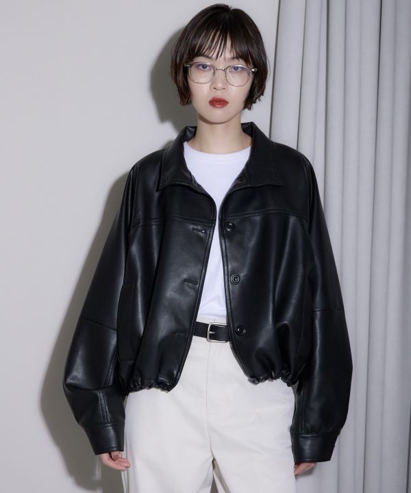 短版收腰皮外套 