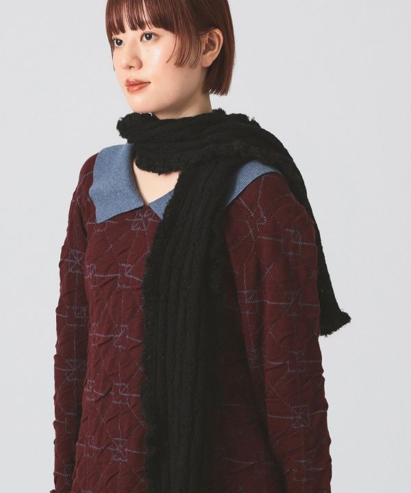 RAY BEAMS荷葉邊連帽圍巾 