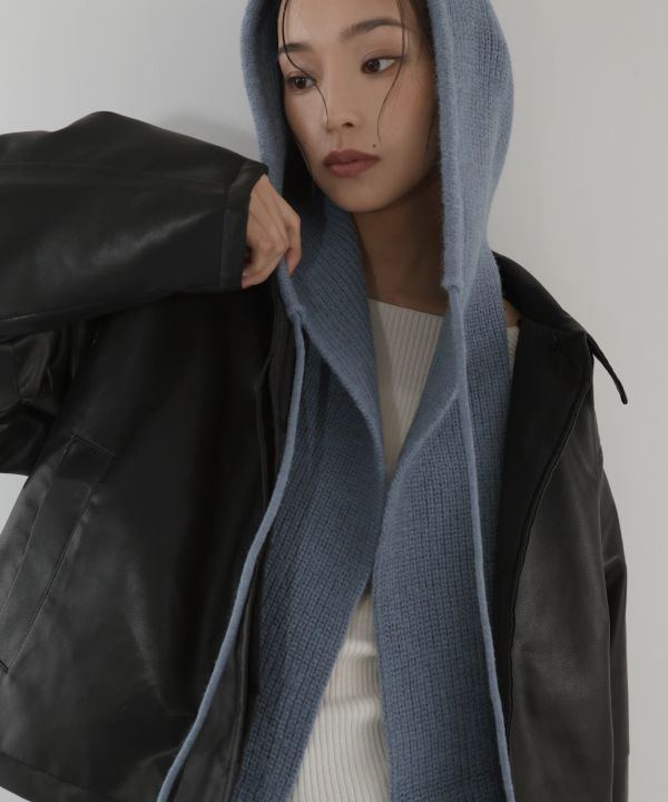 簡約時髦圍巾帽 