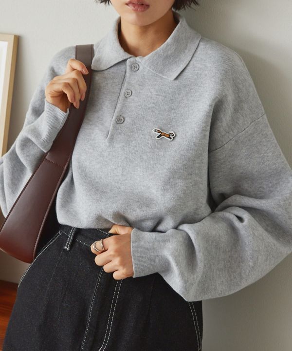 Penny's 狐狸刺繡透氣針織 Polo 衫 