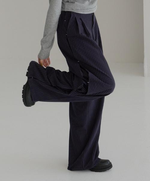 測縫線西裝寬褲 