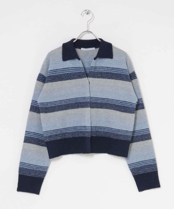 漸層條紋開襟衫 