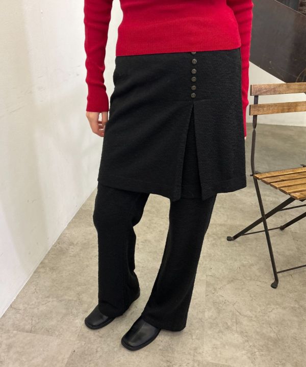 提花多釦及膝裙 