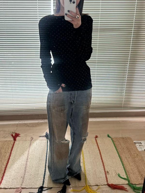 設計師檔口 爆鑽細閃絨面薄長T 