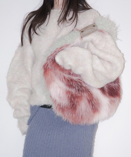 BICOLOR ROUND FUR BAG 雙色毛毛包 