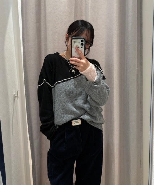 COMMON GULL PRODUCTS 拚色毛衣 