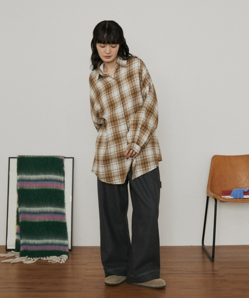 秋冬色 超大格紋襯衫 