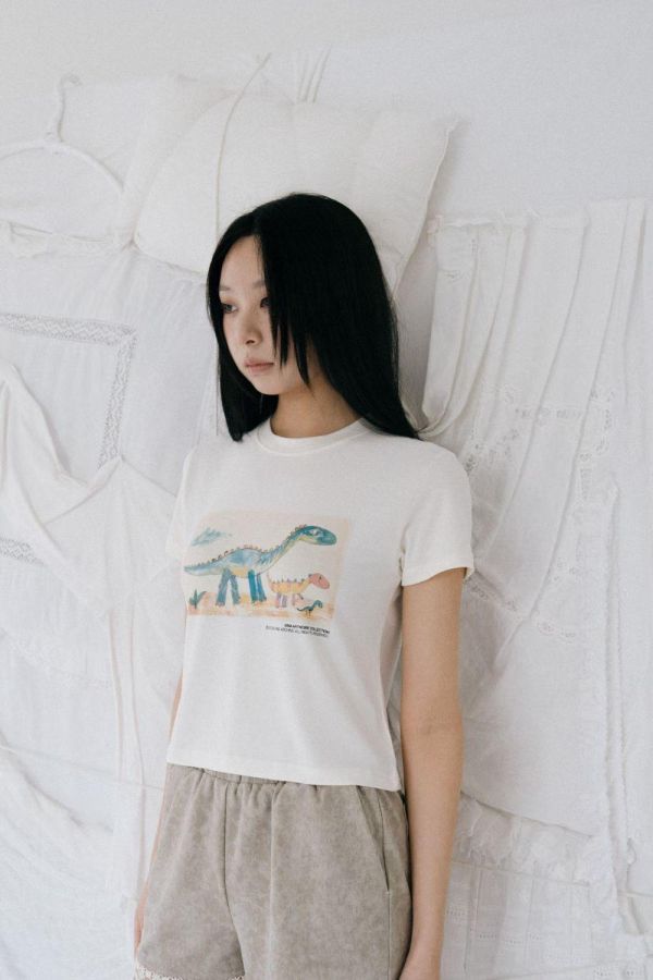 手繪插圖短版上衣 