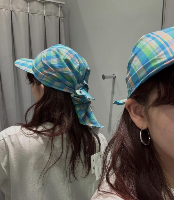 CITEN 格紋絲巾帽 