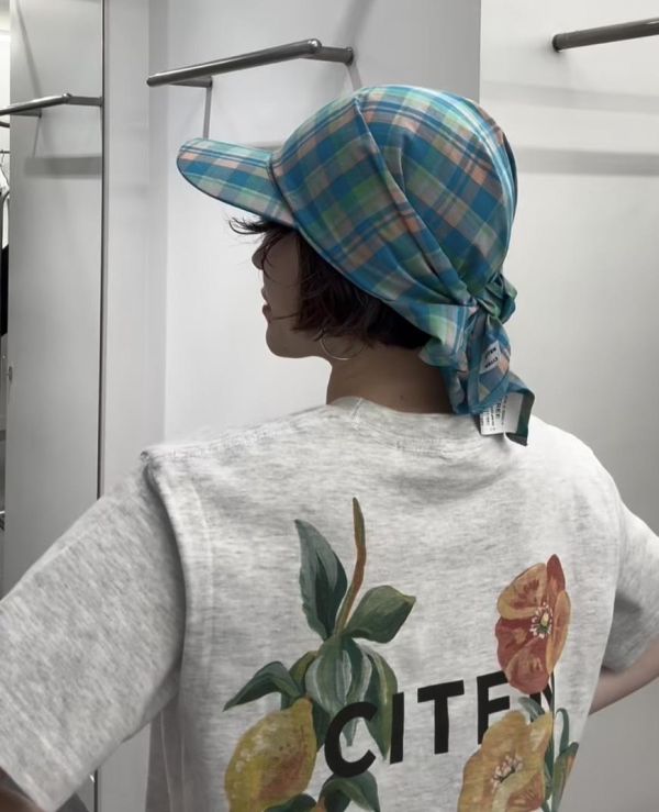 CITEN 格紋絲巾帽 