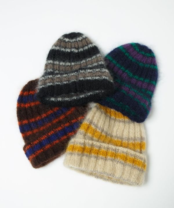 馬海毛條紋針織毛帽 Mohair Border Knit Cap 