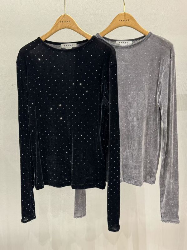 設計師檔口 爆鑽細閃絨面薄長T 