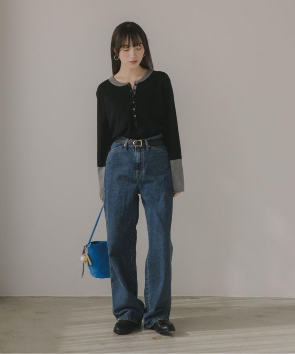 撞色排扣針織上衣 