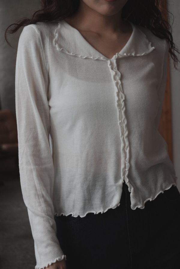 QQ捲邊彈性上衣 