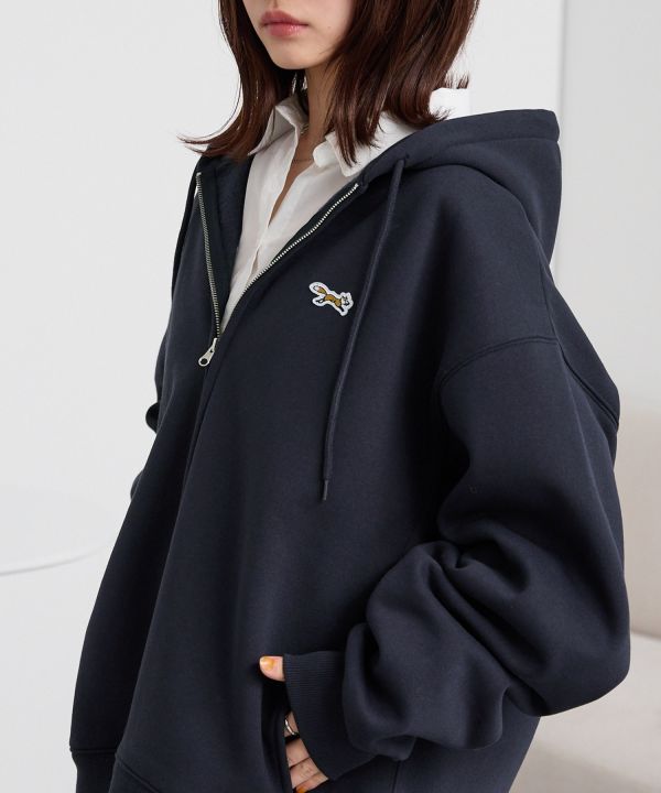 Penny's 狐狸刺繡超大拉鍊連帽外套 