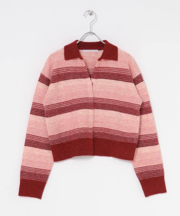 漸層條紋開襟衫 