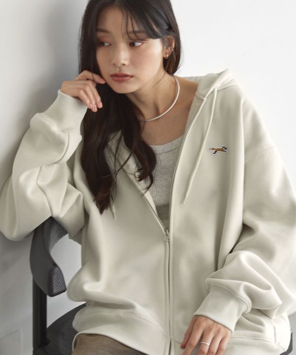 Penny's 狐狸刺繡超大拉鍊連帽外套 