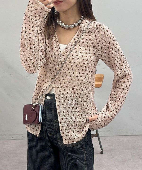 爆米花皺皺排釦上衣 