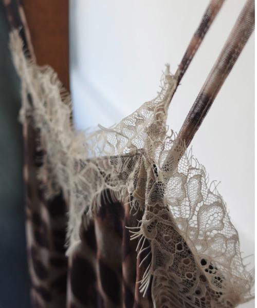 豹紋蕾絲絲質背心裙 