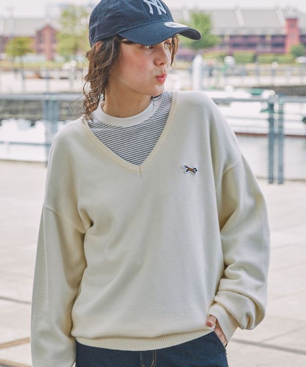 Penny's 狐狸刺繡 V 領針織套頭衫 