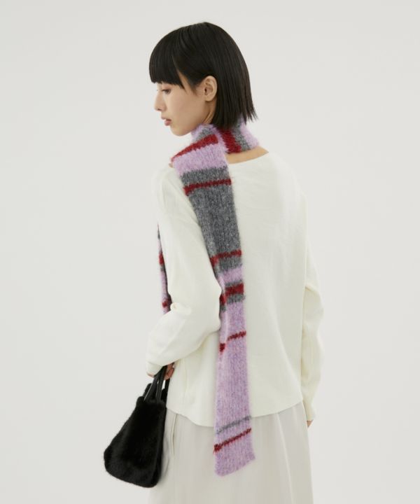 撞色針織圍巾 