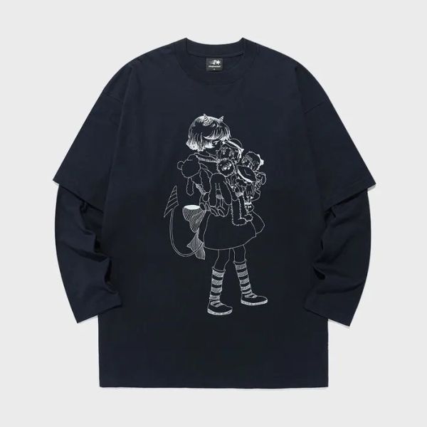 激推！Nice Ghost Club 假兩件寬鬆長T 