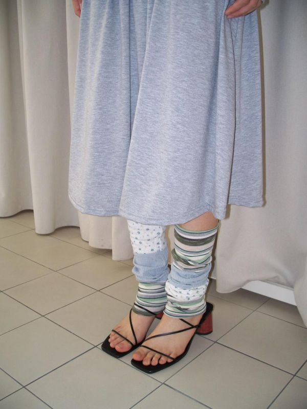 條紋小花撞色 2WAY 襪套 