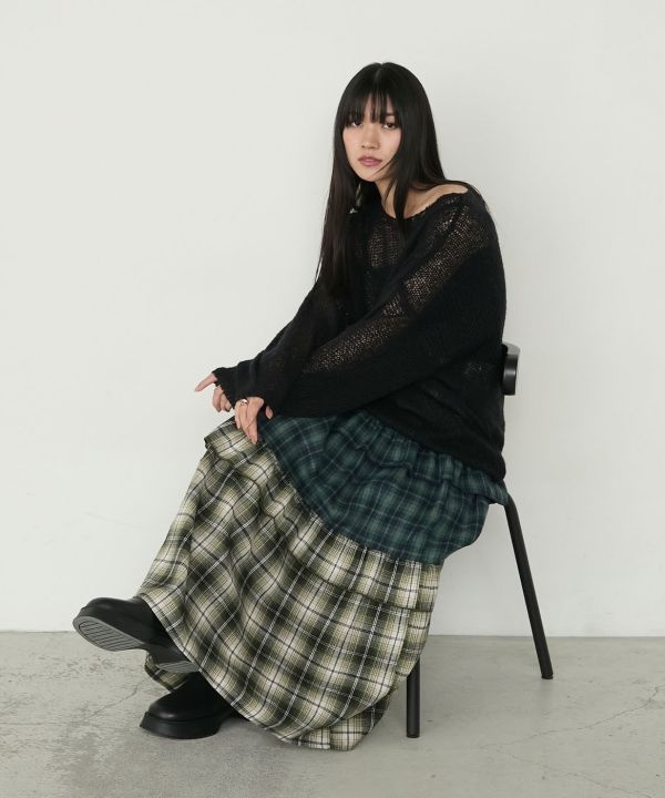 法蘭絨格紋蛋糕裙 