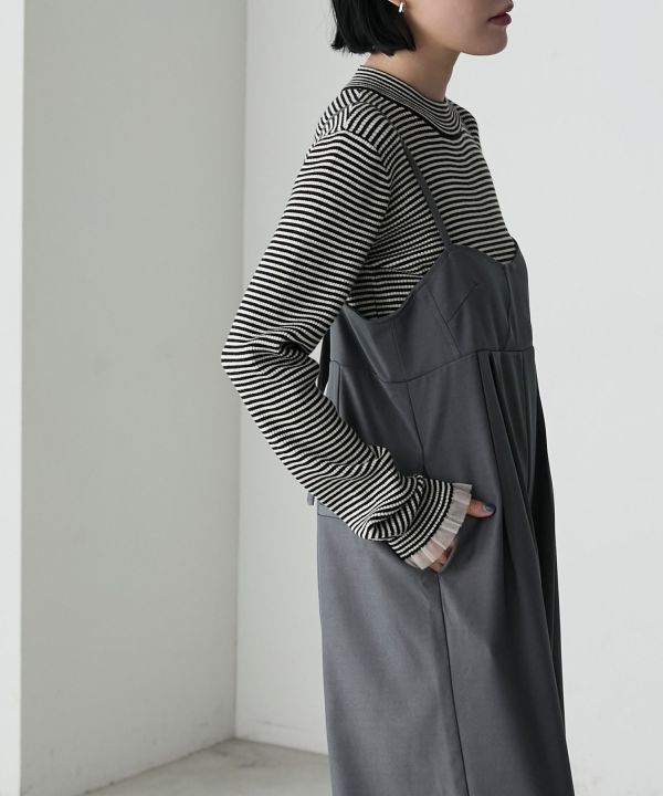 薄紗荷葉邊袖口羅紋針織套頭衫 