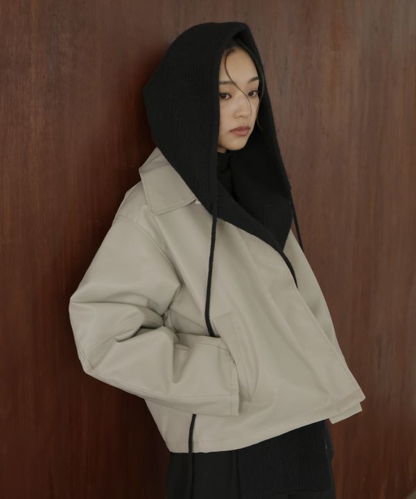 簡約時髦圍巾帽 