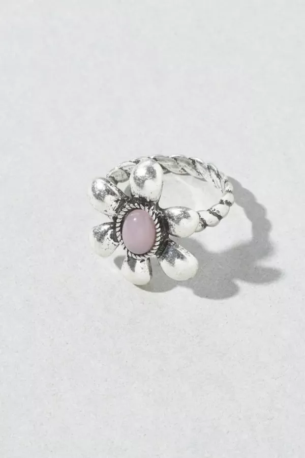 復古彩色寶石花朵戒指 