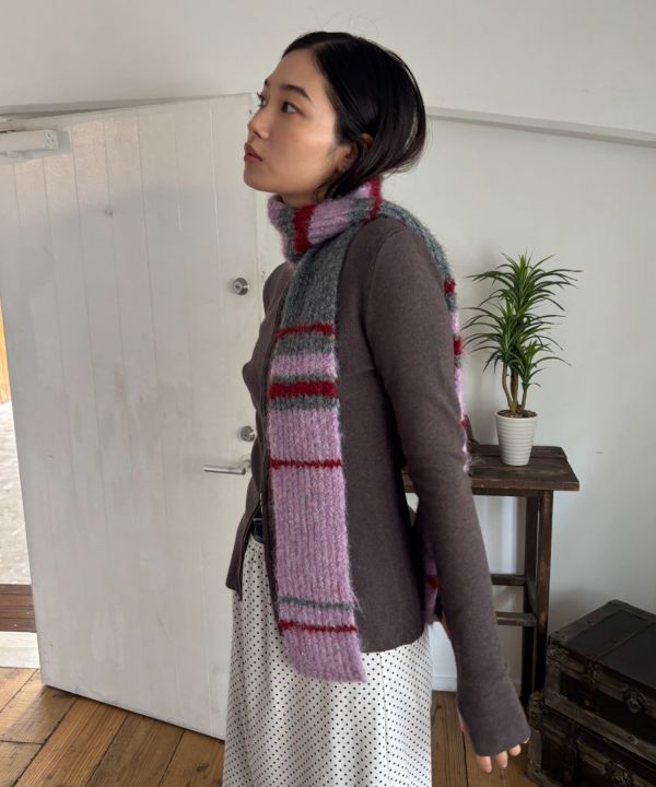 撞色針織圍巾 