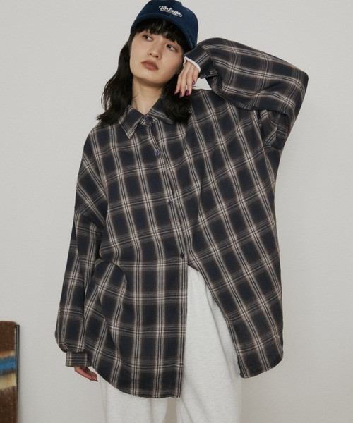 秋冬色 超大格紋襯衫 