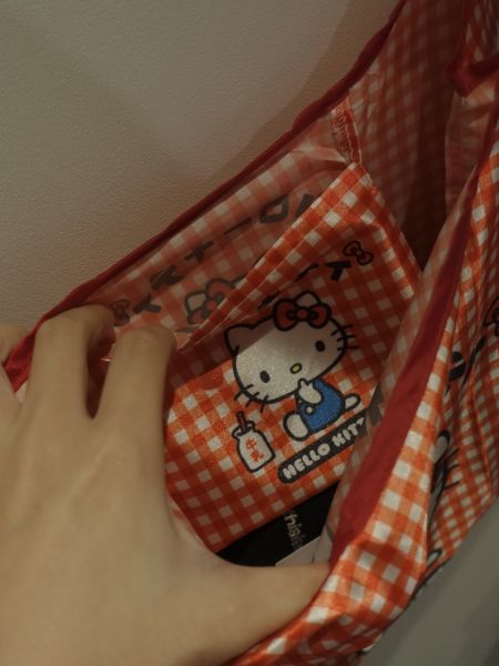 HELLO KITTY 格紋購物袋 