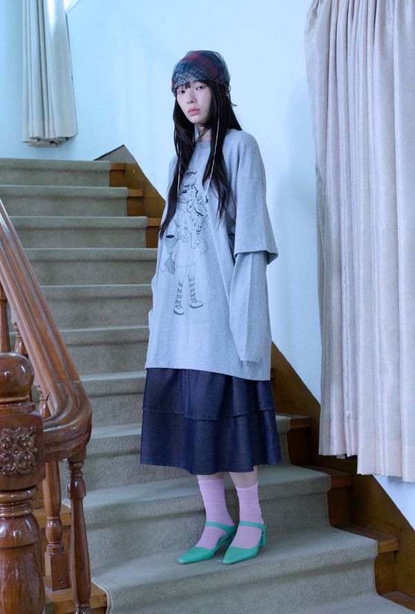 激推！Nice Ghost Club 假兩件寬鬆長T 