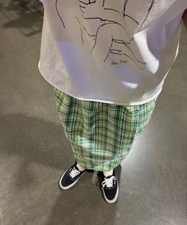 泡泡紗格紋裙 