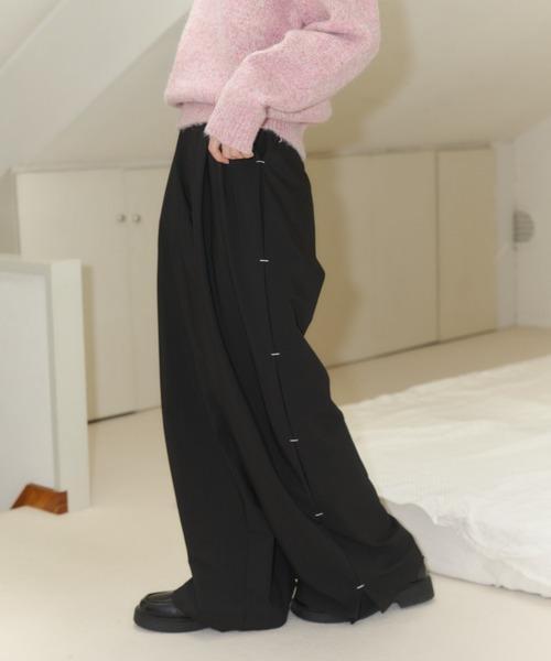 測縫線西裝寬褲 